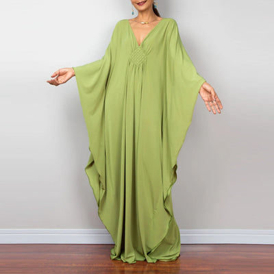 Olivenorma Strand-Sonnenschutzhemd, gewebtes Design, Kaftan-Kleid