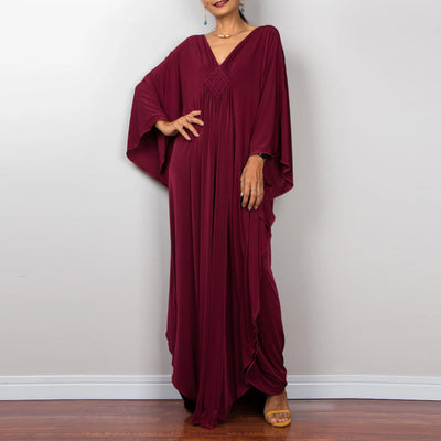 Olivenorma Strand-Sonnenschutzhemd, gewebtes Design, Kaftan-Kleid