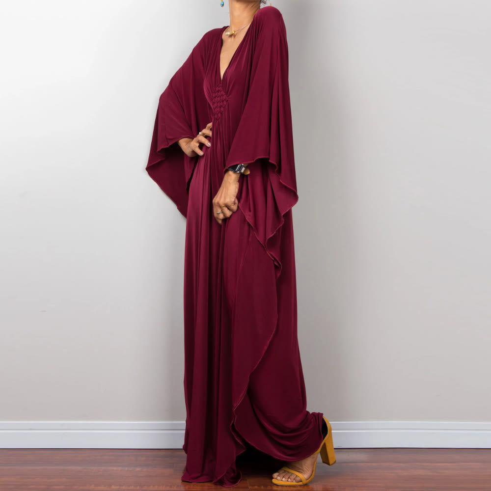 Olivenorma Strand-Sonnenschutzhemd, gewebtes Design, Kaftan-Kleid