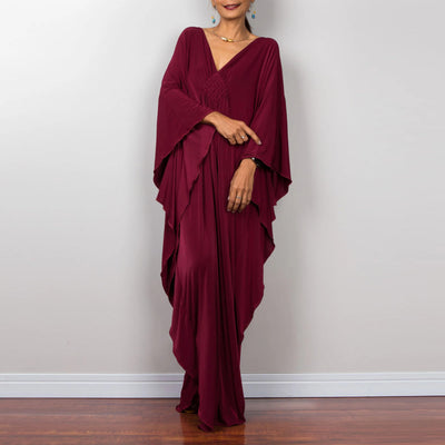 Olivenorma Strand-Sonnenschutzhemd, gewebtes Design, Kaftan-Kleid