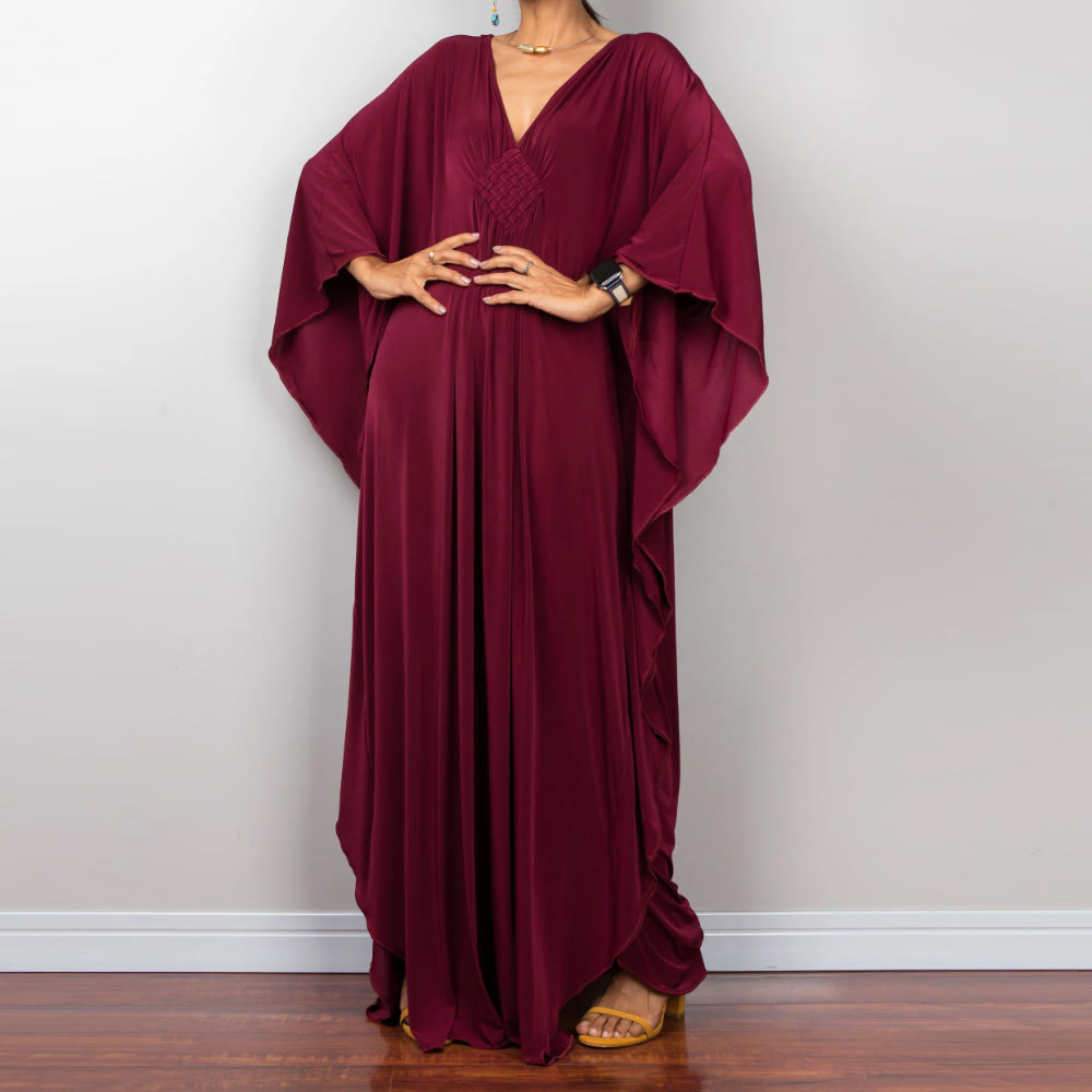 Olivenorma Strand-Sonnenschutzhemd, gewebtes Design, Kaftan-Kleid