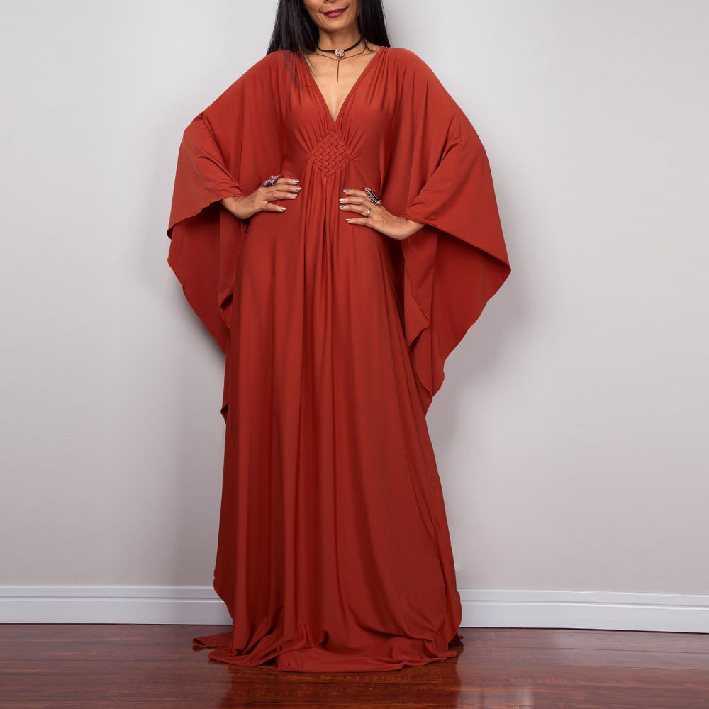 Olivenorma Strand-Sonnenschutzhemd, gewebtes Design, Kaftan-Kleid
