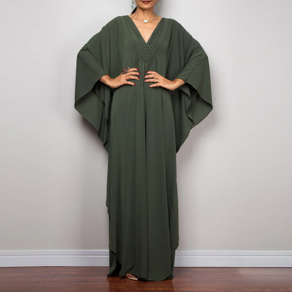 Olivenorma Strand-Sonnenschutzhemd, gewebtes Design, Kaftan-Kleid