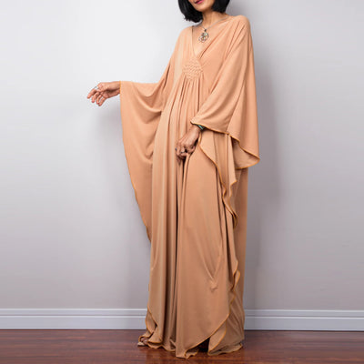 Olivenorma Strand-Sonnenschutzhemd, gewebtes Design, Kaftan-Kleid