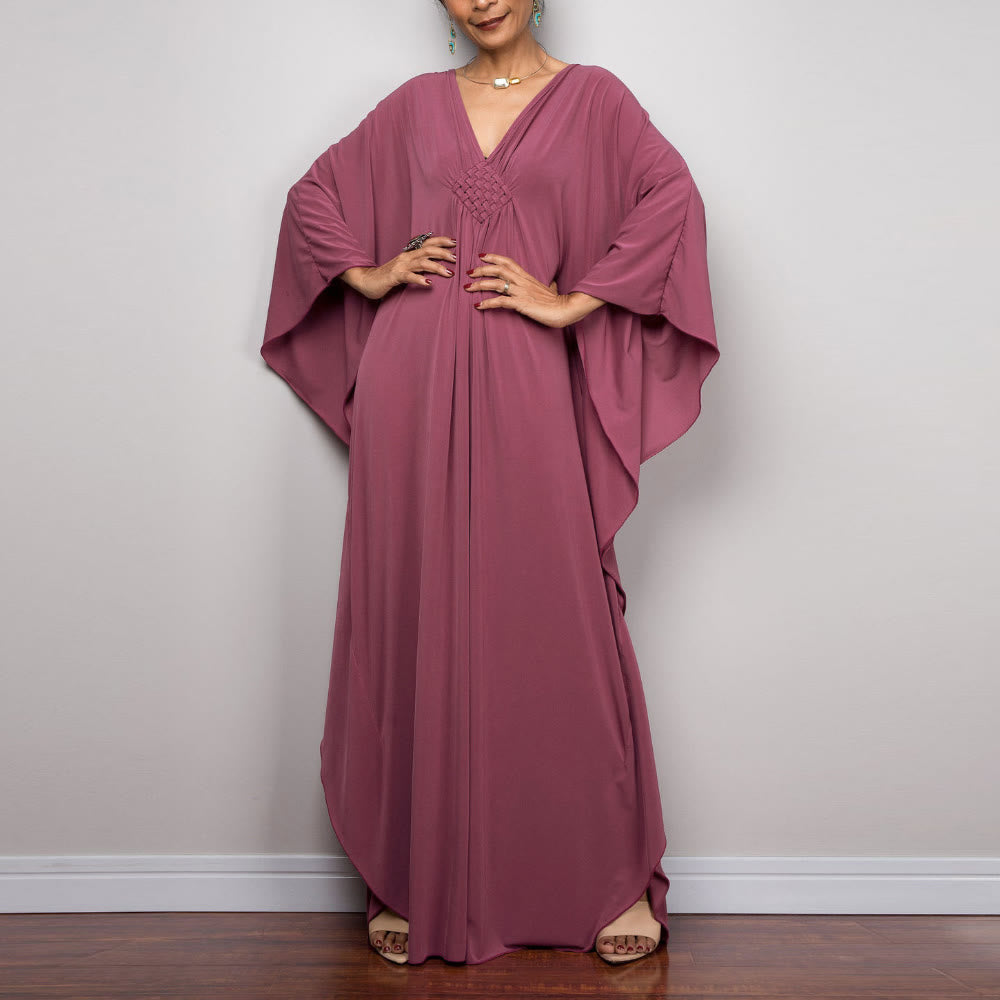 Olivenorma Strand-Sonnenschutzhemd, gewebtes Design, Kaftan-Kleid
