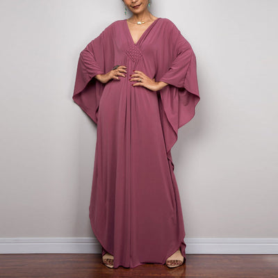 Olivenorma Strand-Sonnenschutzhemd, gewebtes Design, Kaftan-Kleid