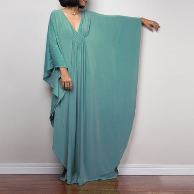 Olivenorma Strand-Sonnenschutzhemd, gewebtes Design, Kaftan-Kleid