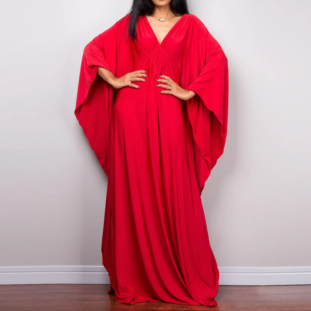 Olivenorma Strand-Sonnenschutzhemd, gewebtes Design, Kaftan-Kleid
