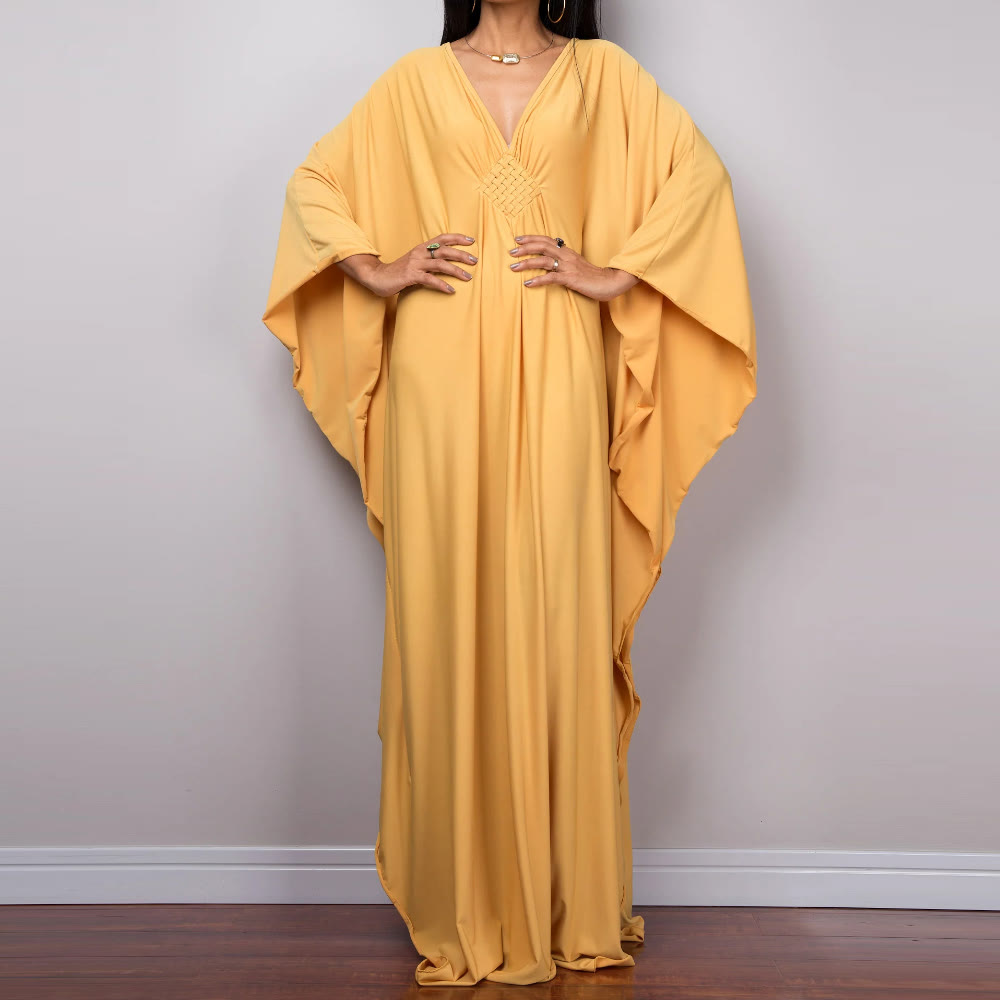Olivenorma Strand-Sonnenschutzhemd, gewebtes Design, Kaftan-Kleid