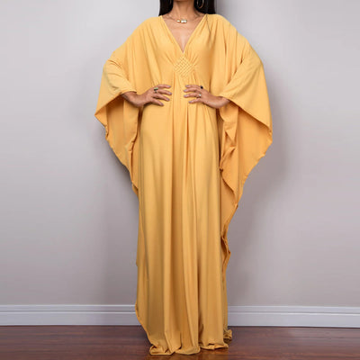 Olivenorma Strand-Sonnenschutzhemd, gewebtes Design, Kaftan-Kleid