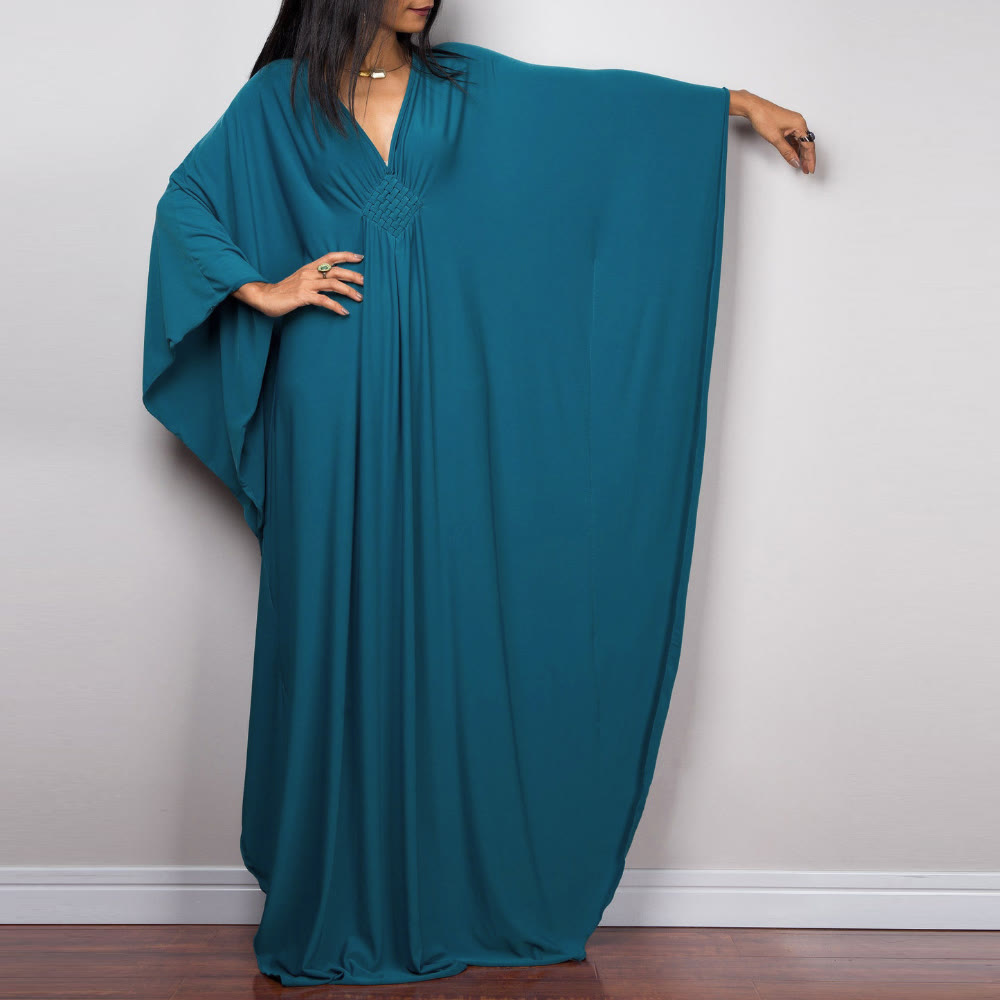 Olivenorma Strand-Sonnenschutzhemd, gewebtes Design, Kaftan-Kleid