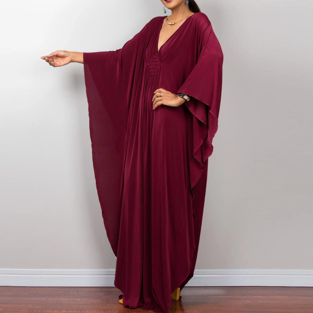 Olivenorma Strand-Sonnenschutzhemd, gewebtes Design, Kaftan-Kleid