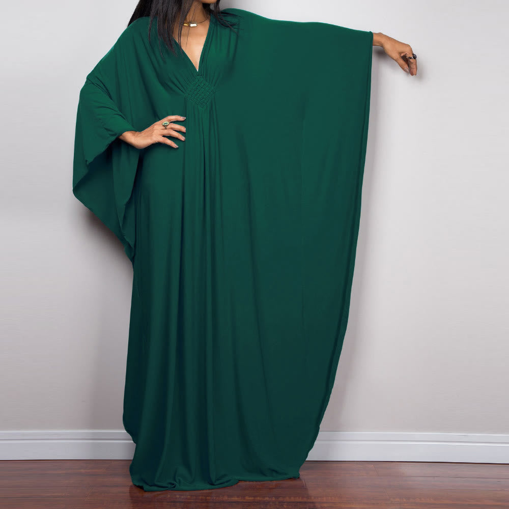 Olivenorma Strand-Sonnenschutzhemd, gewebtes Design, Kaftan-Kleid