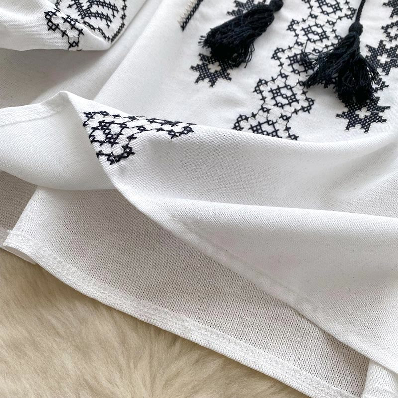 Olivenorma Boho Style Demokratische Stickerei Damen Shirt