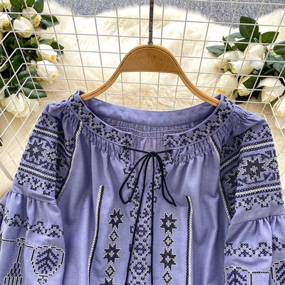 Olivenorma Boho Style Demokratische Stickerei Damen Shirt
