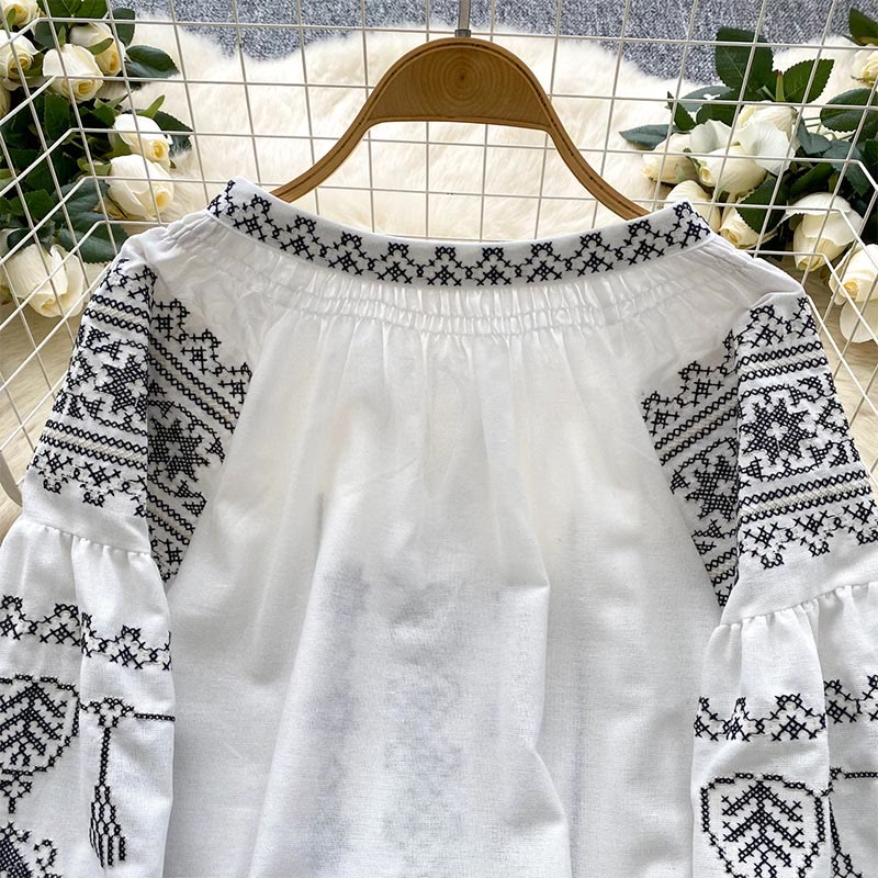 Olivenorma Boho Style Demokratische Stickerei Damen Shirt