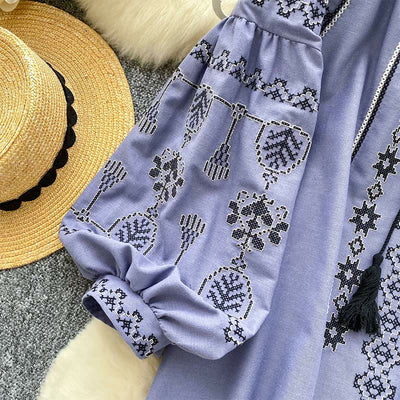 Olivenorma Boho Style Demokratische Stickerei Damen Shirt