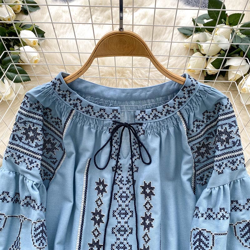 Olivenorma Boho Style Demokratische Stickerei Damen Shirt