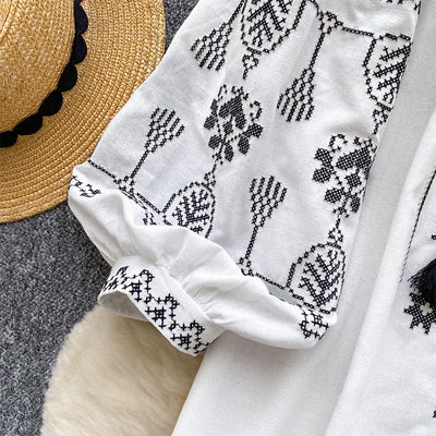 Olivenorma Boho Style Demokratische Stickerei Damen Shirt