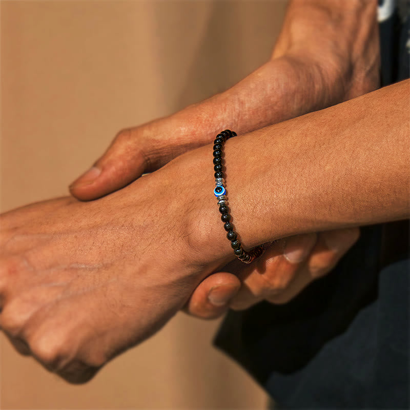 Olivenorma „Geschützte Seele“ Obsidian-Armband mit bösem Blick