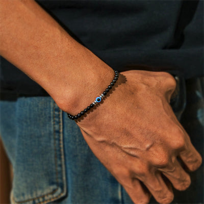 Olivenorma „Geschützte Seele“ Obsidian-Armband mit bösem Blick