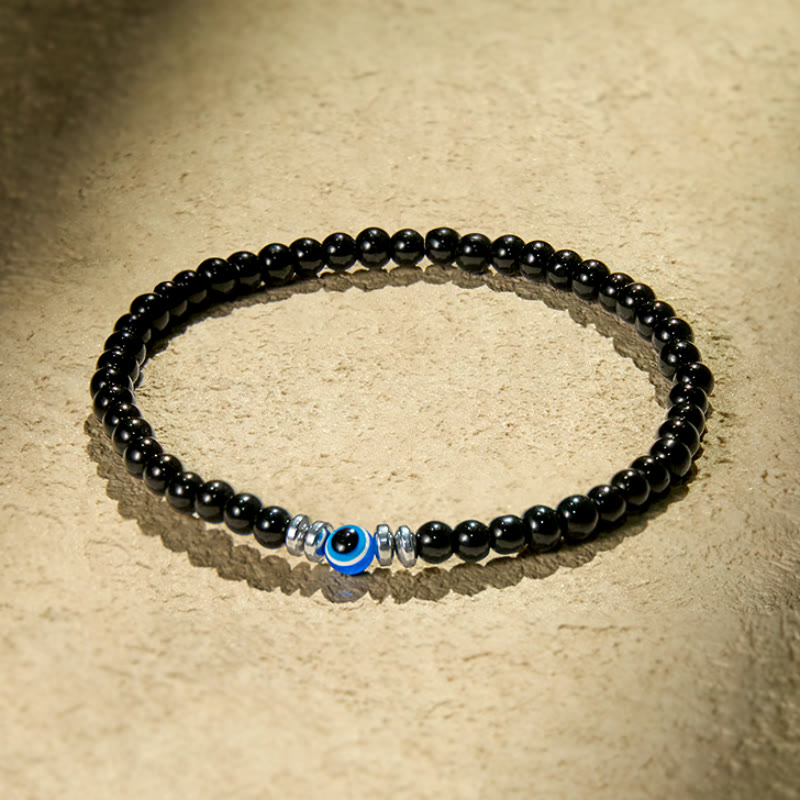 Olivenorma „Geschützte Seele“ Obsidian-Armband mit bösem Blick