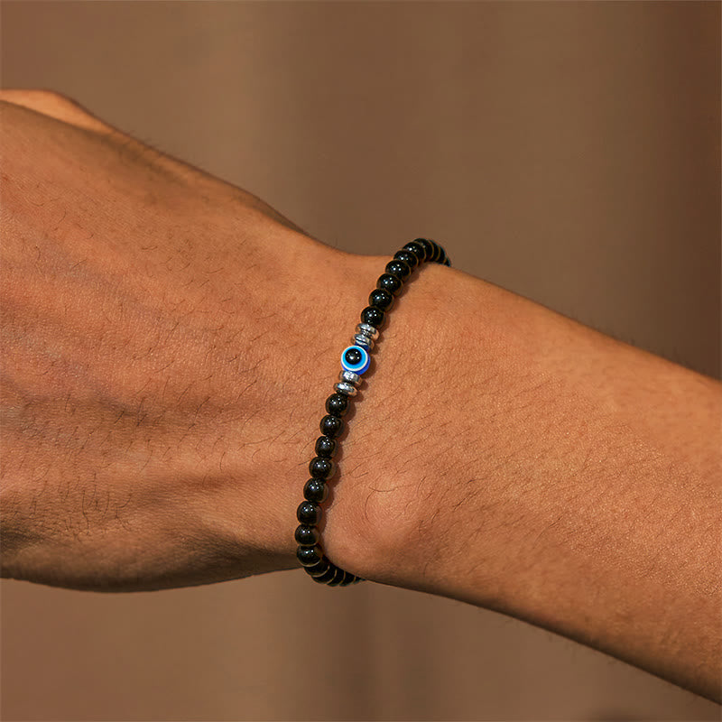 Olivenorma „Geschützte Seele“ Obsidian-Armband mit bösem Blick