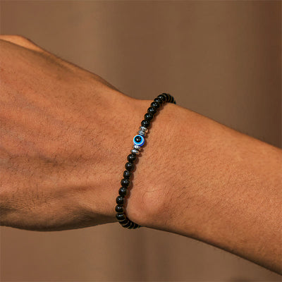 Olivenorma „Geschützte Seele“ Obsidian-Armband mit bösem Blick