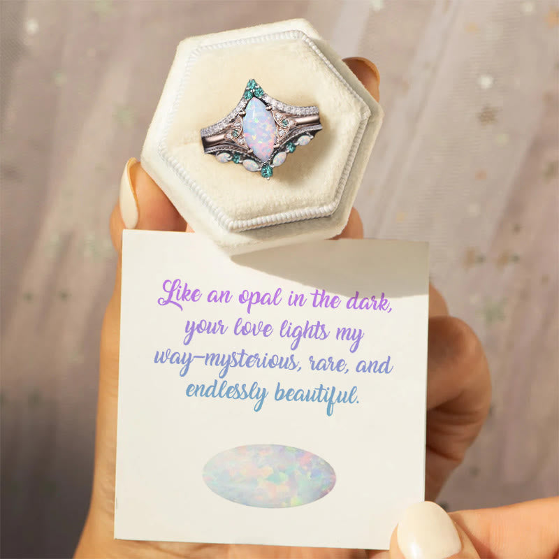 Olivenorma Eternal Glow Opal Versprechensring-Set