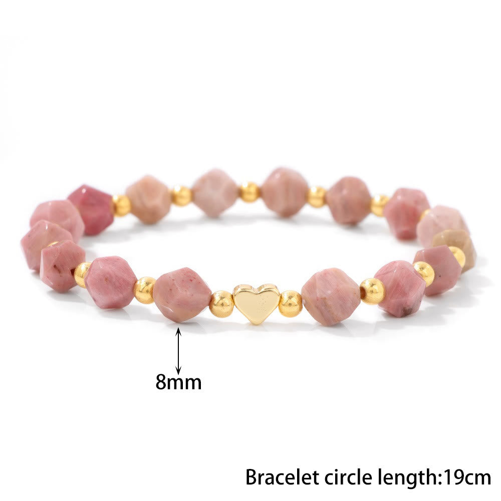 Olivenorma – 8 mm großes Armband mit facettierten Edelsteinen und Herzperlen - image 17