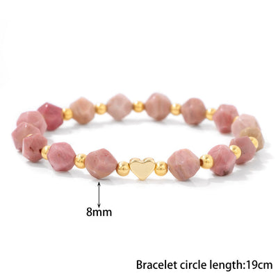 Olivenorma – 8 mm großes Armband mit facettierten Edelsteinen und Herzperlen - image 17