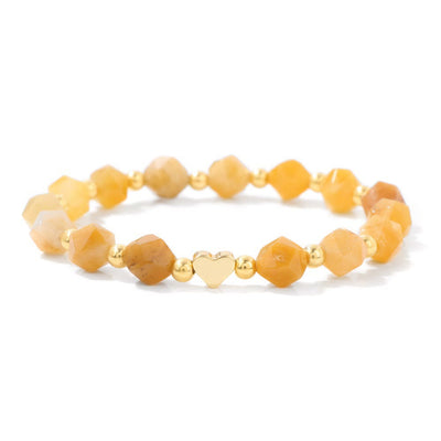 Olivenorma – 8 mm großes Armband mit facettierten Edelsteinen und Herzperlen - image 20