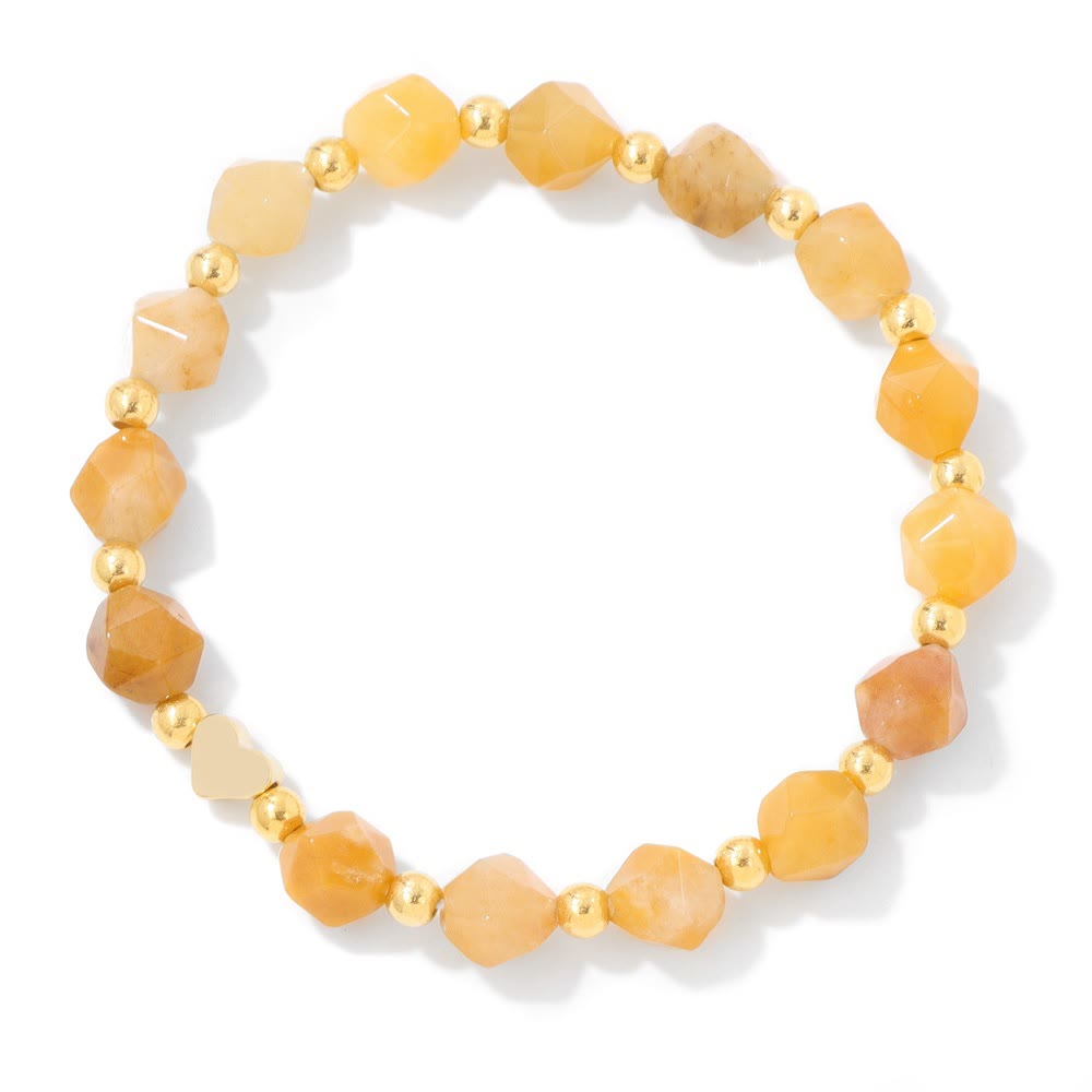 Olivenorma – 8 mm großes Armband mit facettierten Edelsteinen und Herzperlen - Gelber Aventurin - image 19