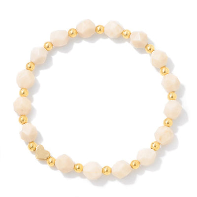 Olivenorma – 8 mm großes Armband mit facettierten Edelsteinen und Herzperlen - Sonnenstein - image 14