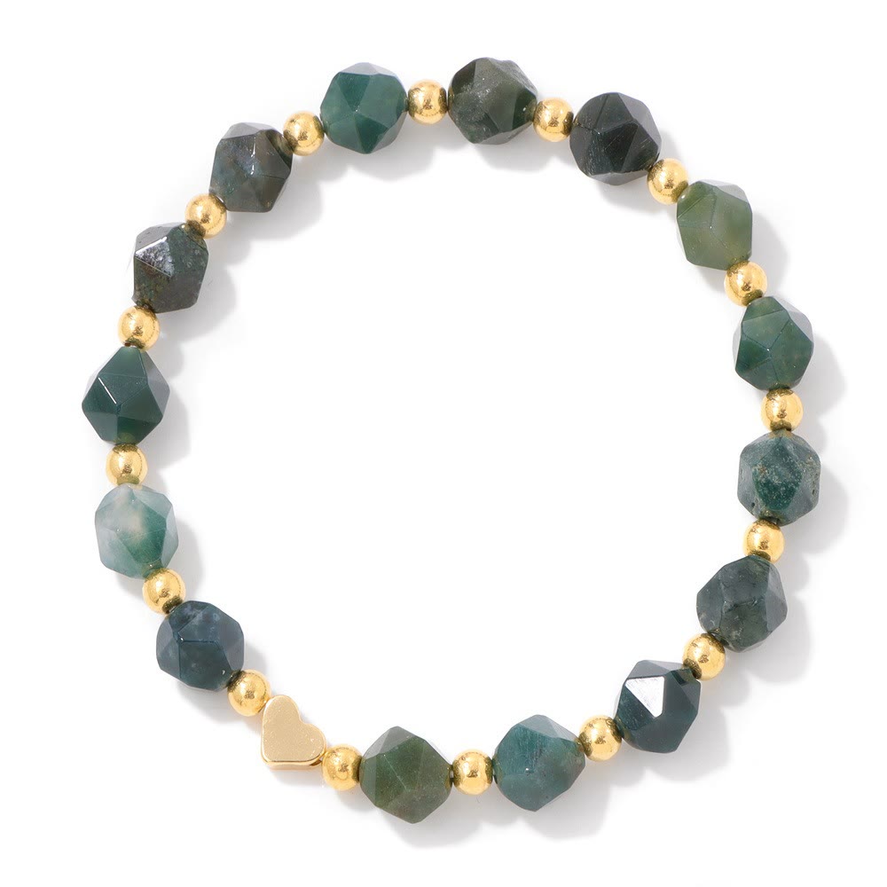 Olivenorma – 8 mm großes Armband mit facettierten Edelsteinen und Herzperlen - image 6