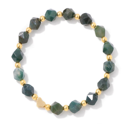 Olivenorma – 8 mm großes Armband mit facettierten Edelsteinen und Herzperlen - image 6