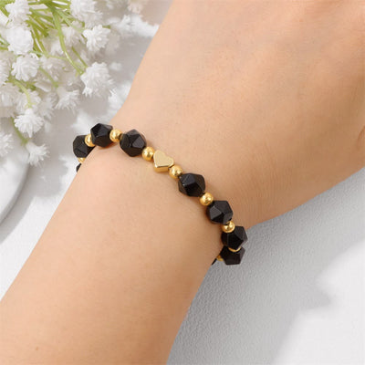 Olivenorma – 8 mm großes Armband mit facettierten Edelsteinen und Herzperlen - image 10