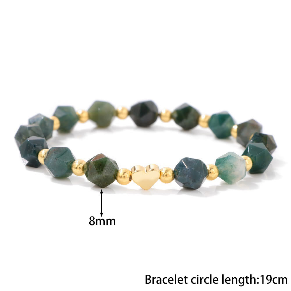Olivenorma – 8 mm großes Armband mit facettierten Edelsteinen und Herzperlen - image 7