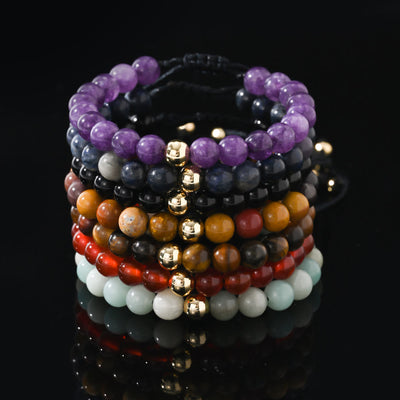 Olivenorma – Verstellbares, geflochtenes Perlenarmband mit Naturkristallen - image 17