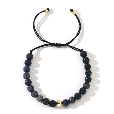 Olivenorma – Verstellbares, geflochtenes Perlenarmband mit Naturkristallen - Sodalith - image 6