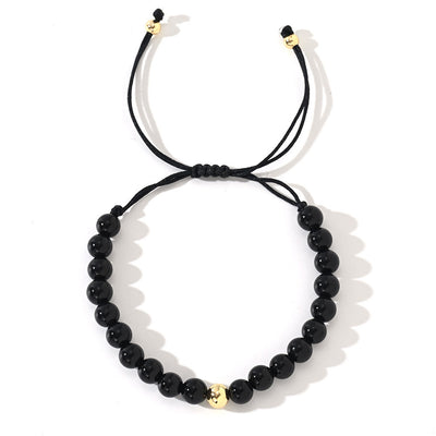 Olivenorma – Verstellbares, geflochtenes Perlenarmband mit Naturkristallen - Obsidian - image 8