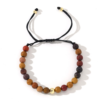 Olivenorma – Verstellbares, geflochtenes Perlenarmband mit Naturkristallen - Mookait - image 12