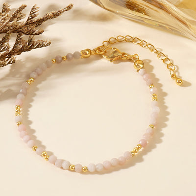 Olivenorma Mini-Facted Beads Natur-Edelstein Verstellbares Armband - Rosenquarz - image 22