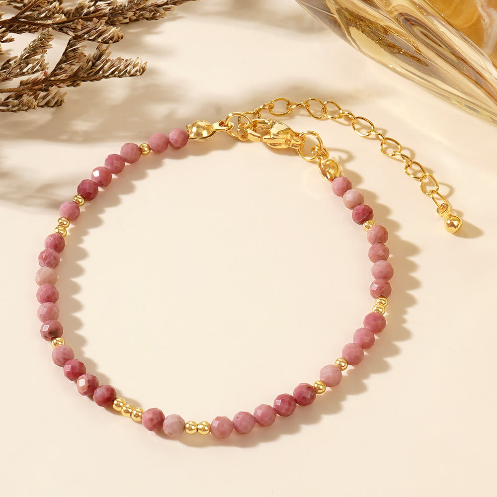 Olivenorma Mini-Facted Beads Natur-Edelstein Verstellbares Armband - Rhodochrosit - image 16