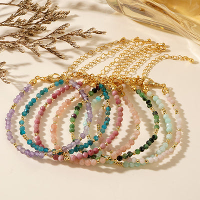 Olivenorma Mini-Facted Beads Natur-Edelstein Verstellbares Armband - image 1