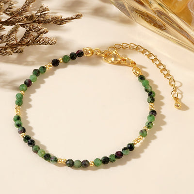 Olivenorma Mini-Facted Beads Natur-Edelstein Verstellbares Armband - Rubin-Zoisit - image 6