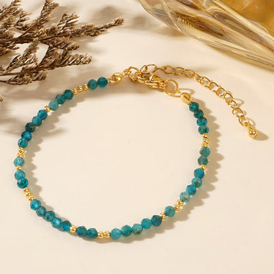 Olivenorma Mini-Facted Beads Natur-Edelstein Verstellbares Armband - Blauer Apatit - image 13