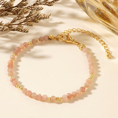 Olivenorma Mini-Facted Beads Natur-Edelstein Verstellbares Armband - Erdbeerquarz - image 19