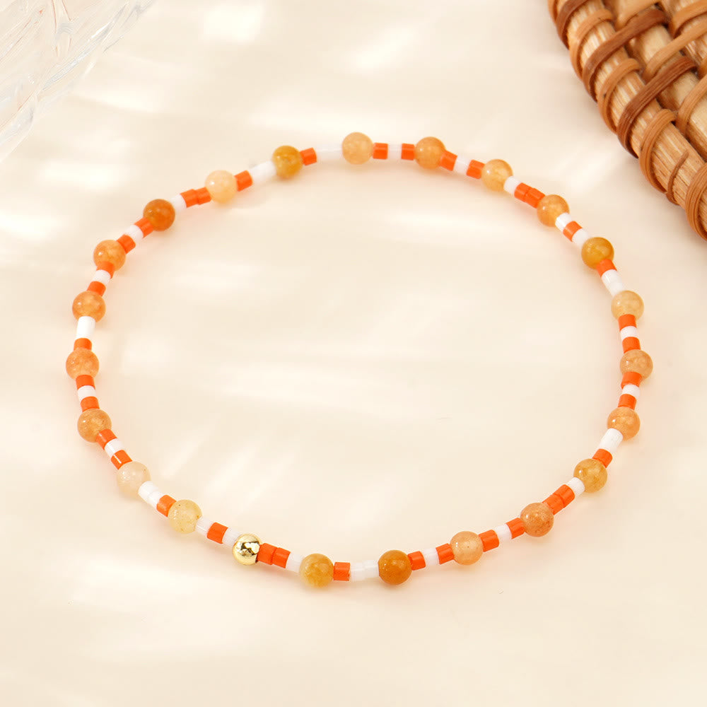 Olivenorma Mini-Perlen Edelstein Stretch Elastisches Armband - Sonnenstein - image 6
