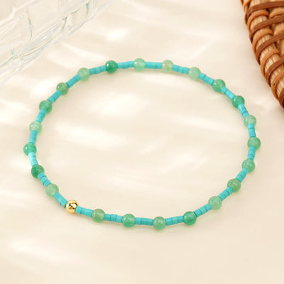 Olivenorma Mini-Perlen Edelstein Stretch Elastisches Armband - Grüner Aventurin - image 2